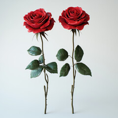 Fototapeta premium Red rose stem red rose rose bloom long stem green leaf thorny stem