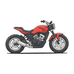 Obraz premium Red Classic Motorcycle Vector Illustration on White Background