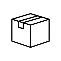 Minimalist Line Art of a Cardboard Box for Packaging and Moving Concepts