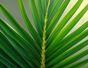 Obraz premium Detailed view of a green palm frond, revealing veins and texture
