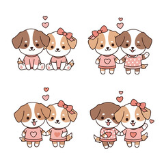 Obraz premium Cute Cartoon Dogs in Love