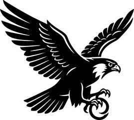 Obraz premium Black Falcon Mascot Vector Illustration Flying Attack