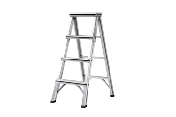 Aluminum ladder, four steps, isolated on a black background