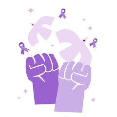 world cancer day. icon illustration of human fists as a symbol for cancer fight. International Day February 4