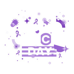 world cancer day. cancer awareness ribbon on modern abstract geometric background. International Day February 4