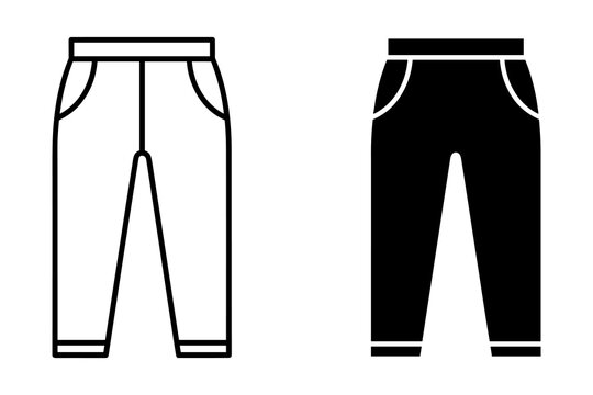 A detailed illustration of two pairs of pants in different colors on a white background