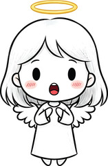 Obraz premium Cute Cartoon Angel With Halo and Wings, Kawaii Anime Style, Innocent Child Character