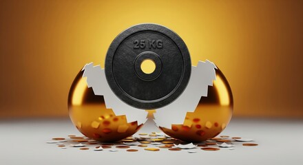 25 kg weight plate unexpectedly hatched from a shiny golden Easter egg