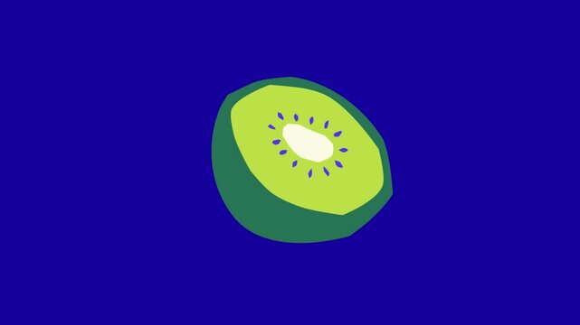 Kiwi fruit animation on blue screen