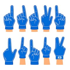 Fototapeta premium Blue Foam Finger Hand Gestures