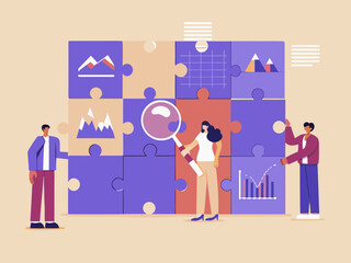 Teamwork and problem solving fitting the pieces together for business success