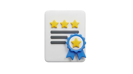 Three Star Rating and Award Certificate Icon