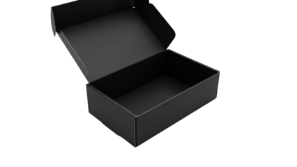 Black open box on white background.