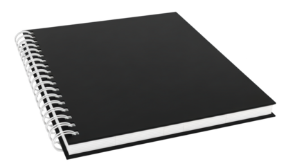 Black Spiral Bound Notebook Isolated on White Background.