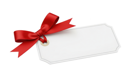 Blank Gift Tag with Red Ribbon.