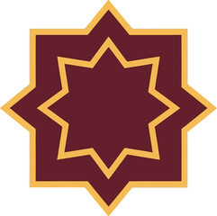 Ramadan Islamic Geometric Star Pattern, Traditional Arabesque Ornament, Gold and Maroon Vector Design