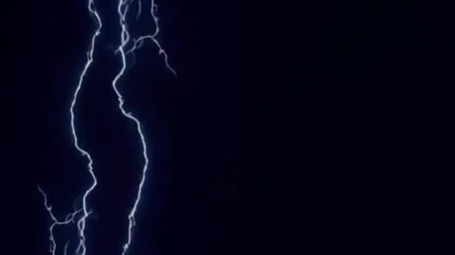 Blue Thunder animation on black background overlay for energy and titles animation 4k footage, thunder footage for logo and titles animation footage 