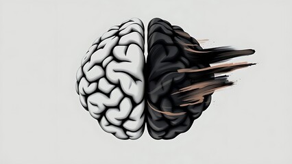 hemisphere. Split brain hemisphere concept blending geometric precision with fluid creativity on neutral background. wellbeing guides.