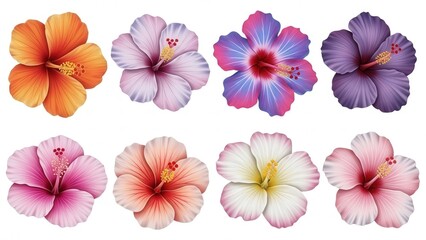 Obraz premium Vibrant colorful hibiscus flowers with floral with red