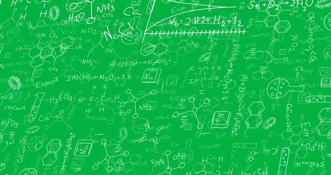 Animation of white structural formulae of chemical compounds on black