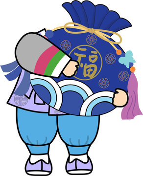 한복입고 복주머니 들고있는 어린이 얼굴합성