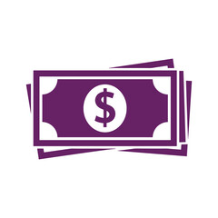 Purple Dollar Bills Vector Illustration
