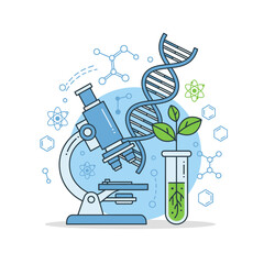 Science Laboratory Research Illustration &ndash; Microscope Biology Experiment Vector