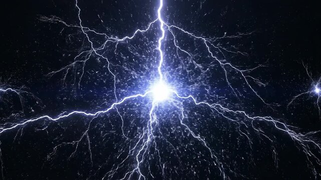 Dynamic lightning burst illuminates dark sky with electric energy