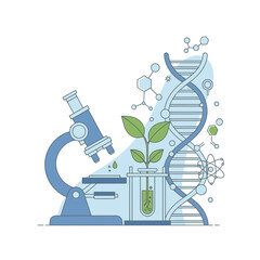 Science Laboratory Research Illustration &ndash; Microscope Biology Experiment Vector