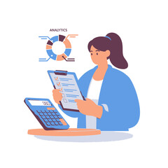 Business Analytics Checklist Illustration &ndash; Data Analysis Report Planning Vector