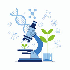 Science Laboratory Research Illustration &ndash; Microscope Biology Experiment Vector