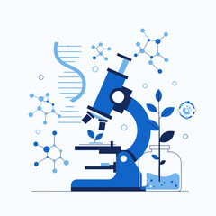 Science Laboratory Research Illustration &ndash; Microscope Biology Experiment Vector
