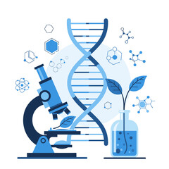 Science Laboratory Research Illustration &ndash; Microscope Biology Experiment Vector