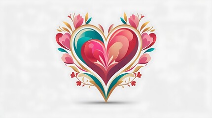 Colorful heart with floral design