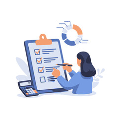 Business Analytics Checklist Illustration &ndash; Data Analysis Report Planning Vector