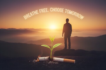 Quit Smoking Motivation Concept with Sunrise