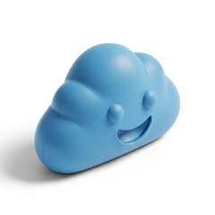 Fototapeta premium Cute 3D Cloud Object With Smiling Face And Shadow