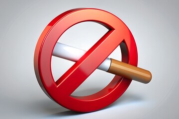 Anti Smoking Symbol with Red Warning Sign
