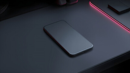 Neon Edge Smartphone on Dark Desk