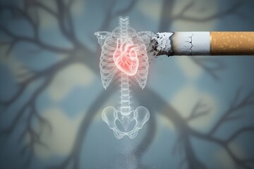 Cigarette Turning into Ash Symbolizing Health Loss