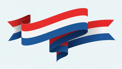 Red, white, and blue ribbon waving in dynamic motion, elegant and vibrant design element for celebration and festive occasions with graphic and abstract