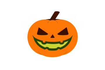 Jack-o’-lantern head featuring carved menacing eyes and grinning mouth, halloween symbol for spooky autumn holiday celebration