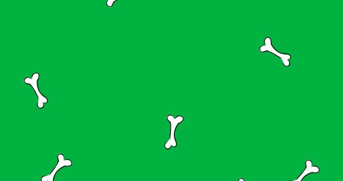 Digital animation of multiple bone icons falling against black background