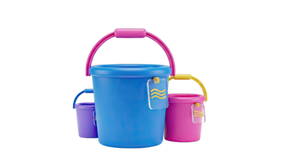 Three Colorful Toy Buckets
