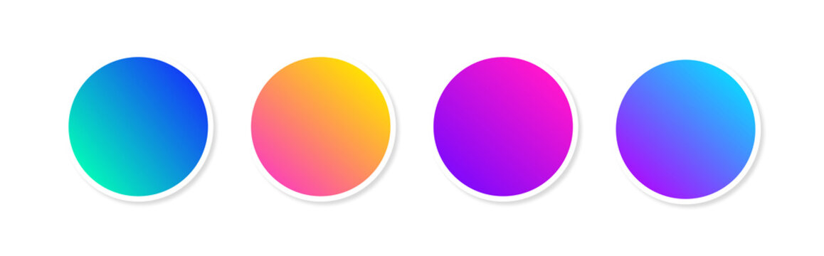 Collection of colorful gradient circle shapes with white borders
