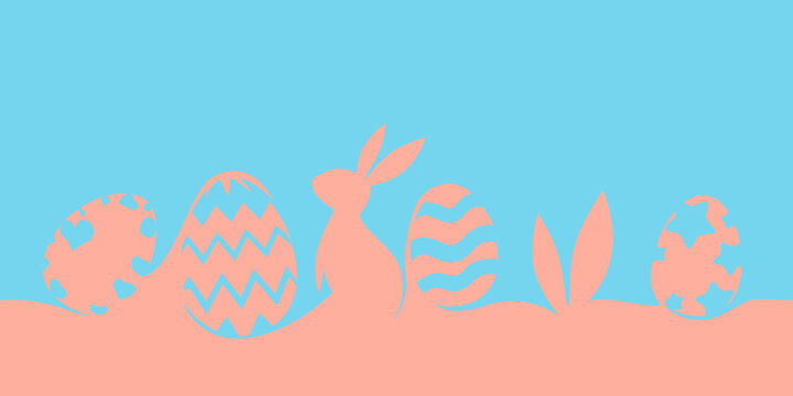 Happy Easter with easter eggs and bunny. Ilustration vector	