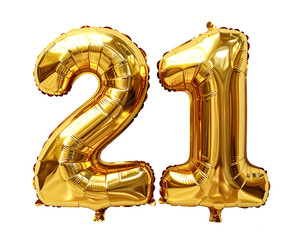 21 Gold Balloons + 3D Letter Decor for 21+ Party