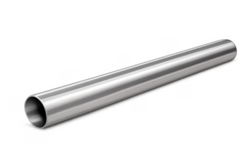 Metal pipe element, 3d rendering of shiny steel tube for plumbing, industrial, construction concepts