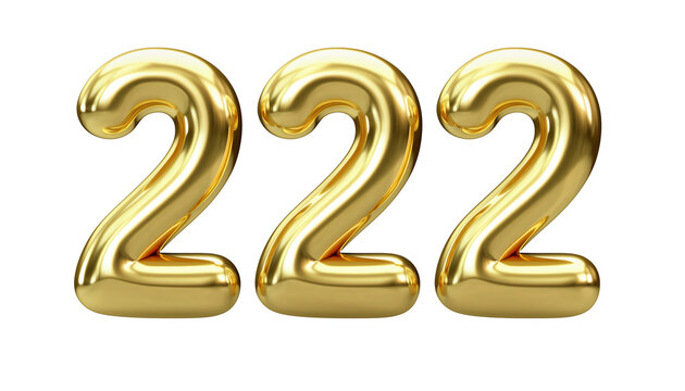 222 gold balloon 3d number