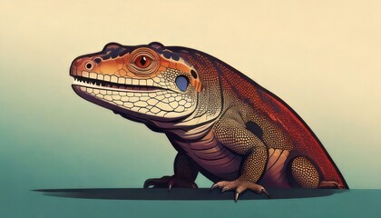 Artistic depiction of a lizard with detailed textures and vibrant colors